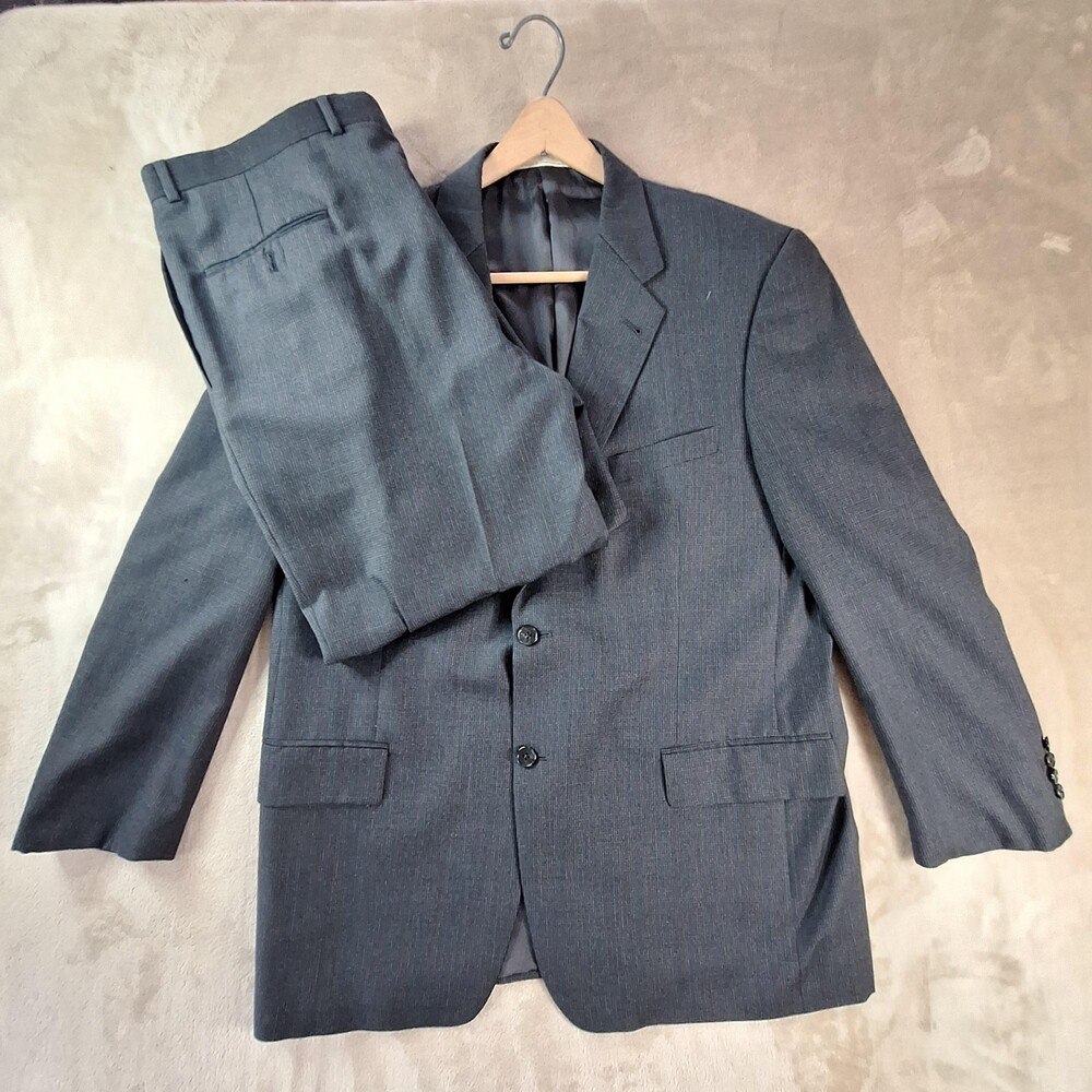 Joseph Abboud Suit Mens 43R W37 Gray Wool Super 110s Two Button Jacket Pants